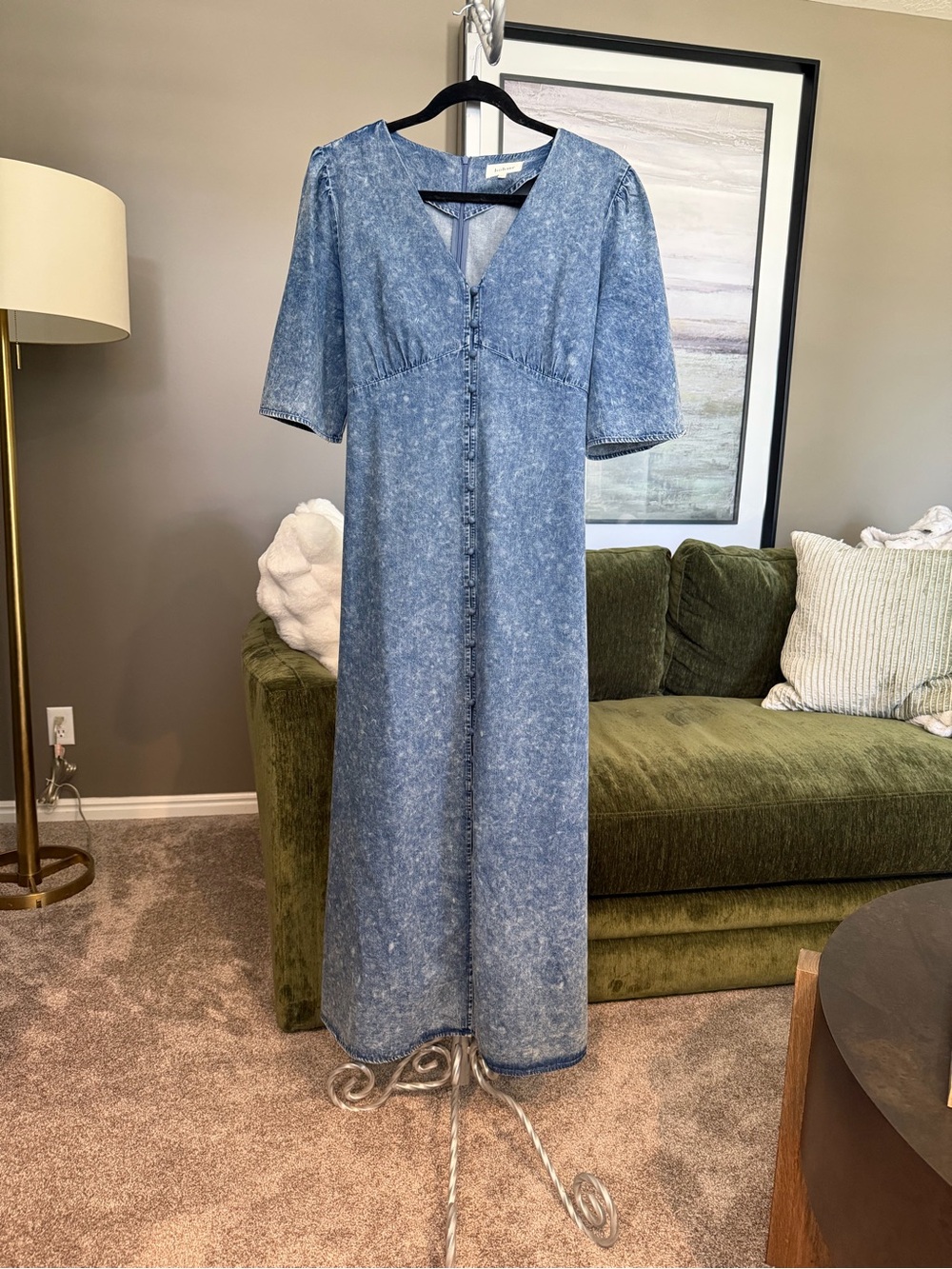 Denim Button-Front Midi Dress from Bohme